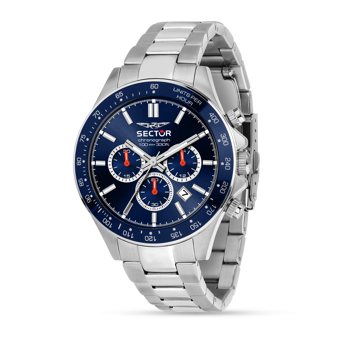 Sector - No limits - R3273661037 - watch - collection 230 - zilverkleurig - blauw - chronograaf - herenhorloge - 43 MM