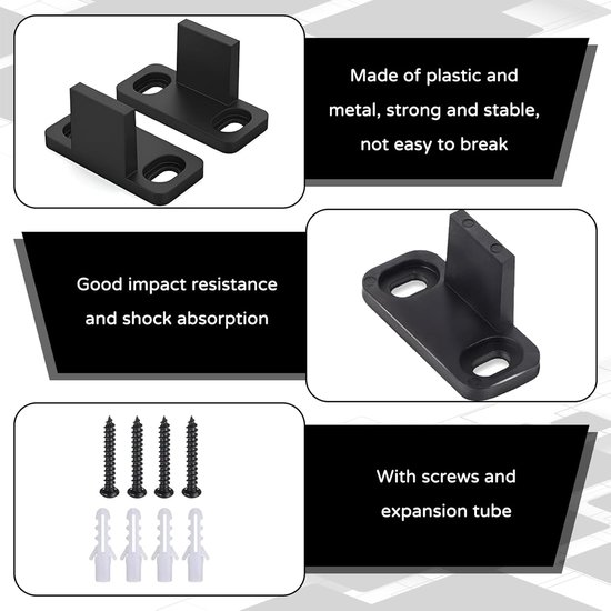 8 Pcs Sliding Door Guide - Bottom Floor Guide - Sliding Door Clip - Bypass Door - Cabinet Door - Sliding Cupboard - Zwart van Merkloos	 — afbeelding 4