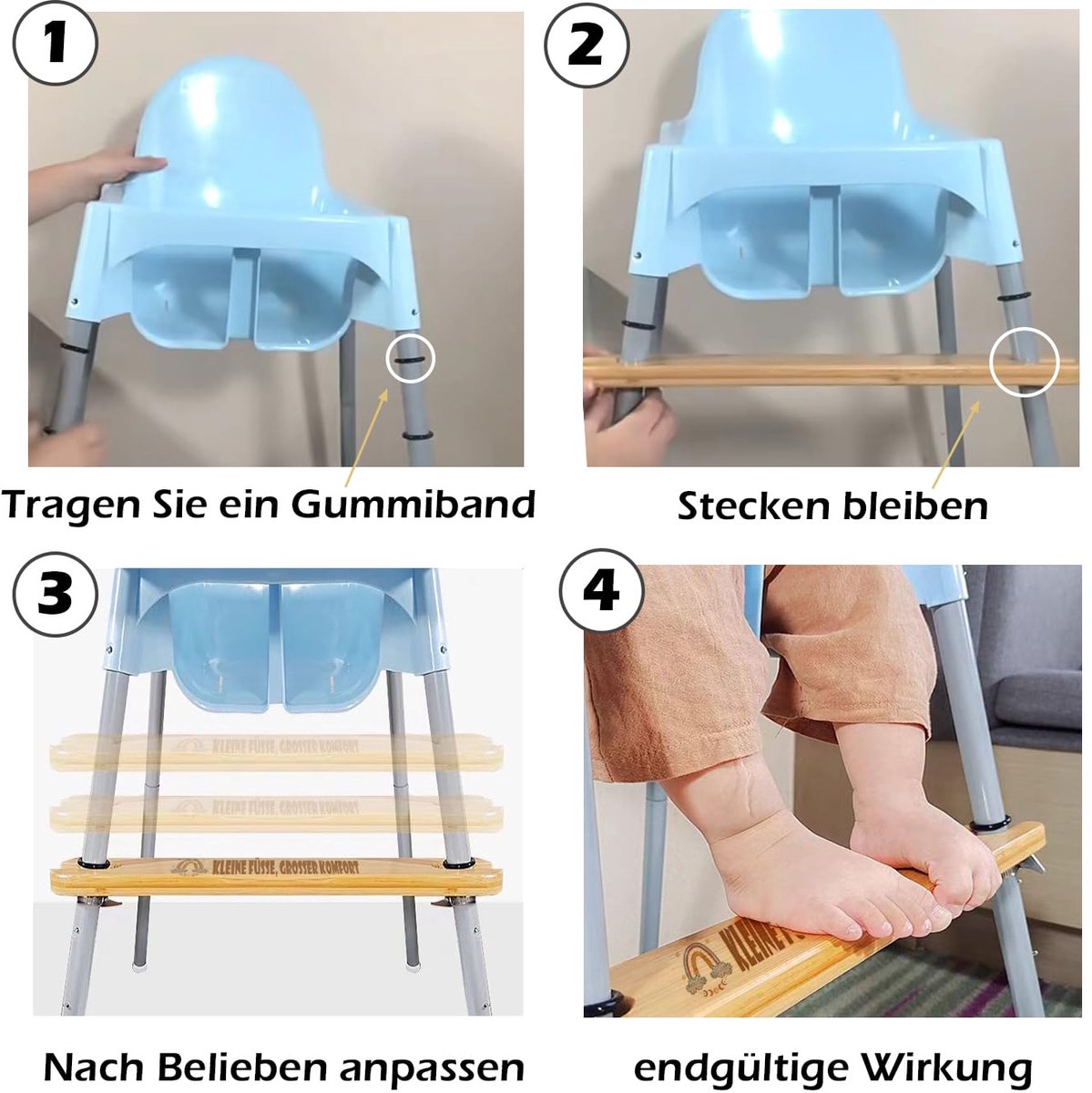 T TAKONE Voetsteun voor Ikea Kinderstoel - Verstelbare Voetsteun voor Kinderstoel met Rubberen Ring - Accessoire voor Kinderstoel Compatibel met de IKEA Antilop Kinderstoel – foto 5