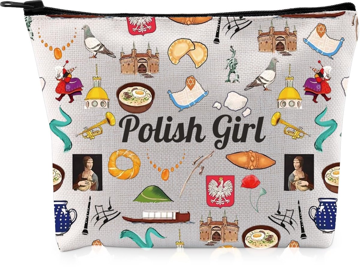 Funny Polish Lover Gift Polish G-irl Makeup Bag Polish Monuments Cosmetic Bag Polish Holiday Gift Polish Souvenir Gift, Polish G-irl Bag