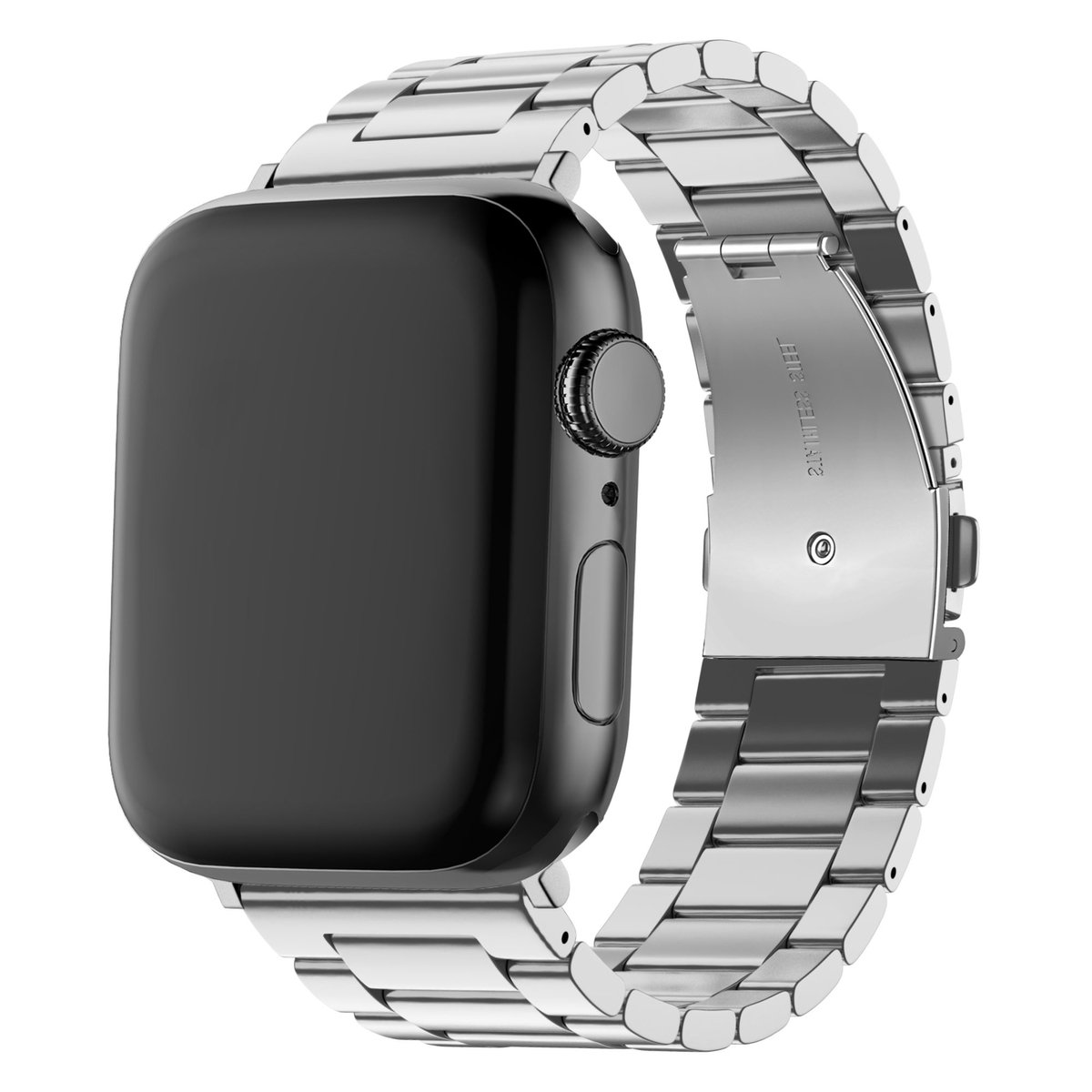 BALR stalen bandje geschikt voor Apple Watch 44mm / 45mm / 49mm – Zilver – Compatibel met Apple Watch 1/2/3/4/5/6/8/9/10/11/SE(2-3)/Ultra(2-3)