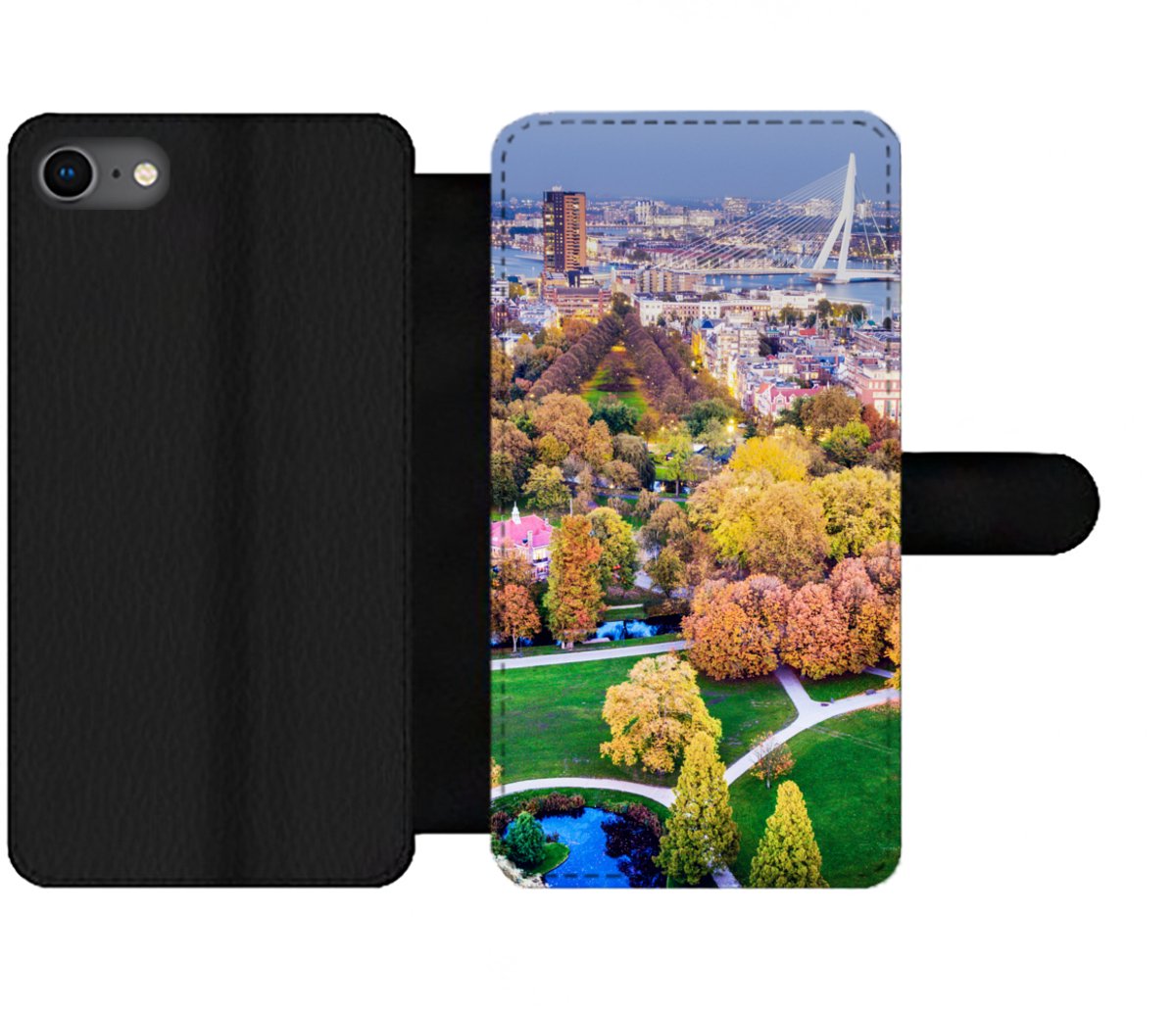 Telefoonhoesje Geschikt voor iPhone 8 telefoonhoesje - Rotterdam - Nederland - Boom - Met vakjes - Wallet case met magneetsluiting