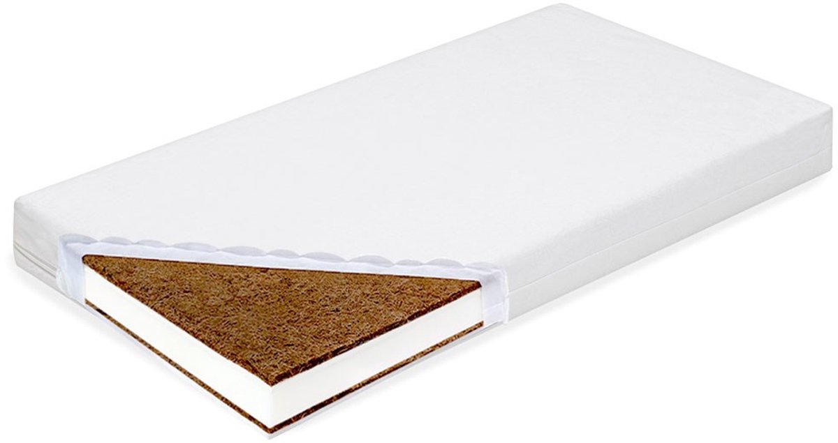 New Baby - Babymatras - Wiegmatras 80x40x8 cm kokosvezel polyurethaanschuim - anti-allergisch - hypoallergeen - orthopedisch - luchtcirculatie - schimmelbestendig - matras - babybed - wieg - slaapoppervlak - kindermatras