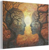 Panneau mural acoustique 100x70 cm - Peinture en Feutre Arbres - Visages - Soleil - Art - Panneaux acoustiques - Décoration murale insonorisante - Isolation phonique salon - Décoration murale panneaux sonores