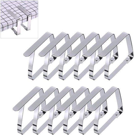 Foto: Tafelkleed klemmen rvs 7 x 8 cm tuinartikelen tafelkleed vastzetten tafelkleedklemmen tafellakenklemmen tafelzeilklemmen klemmetjes 12 stuks
