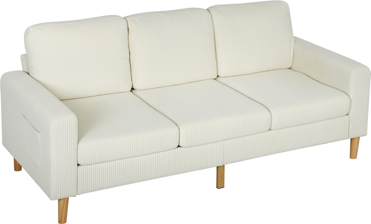 Homcom 3-zitsbank-192x80x84,5cm-Corduroy (100% polyester)-Beige