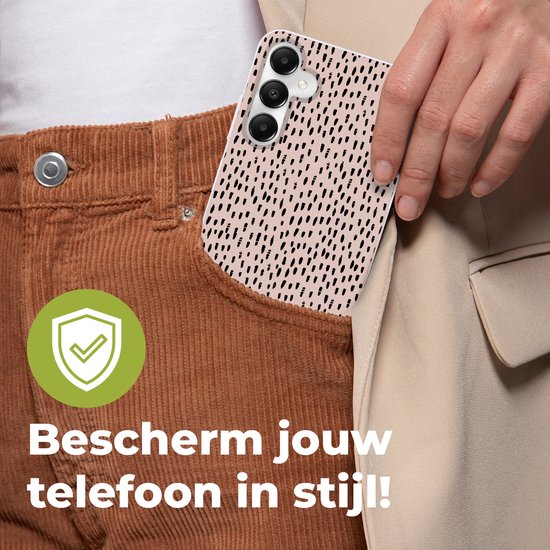 Coque de téléphone compatible avec Samsung Galaxy A05s - Motif pois - Rose - Zwart - Siliconen