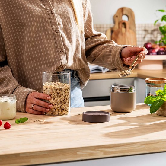 BergHOFF Home Nommie – Boîte à lunch Thermos 0 l – Boîte à lunch Thermos étanche – Garde au chaud ou au froid pendant 6 heures – Isolation à double paroi – Boîte alimentaire étanche – Acier inoxydable – Lavable au lave-vaisselle – Beige