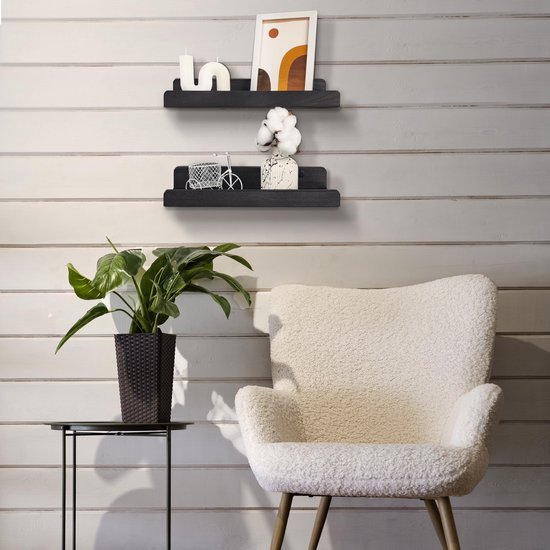 WOLTU Wandrek, set van 4, zwevend wandrek, klein boekenkast voor woonkamer, kinderkamer, cd-standaard, dvd-plaat, 90 x 22,9 x 3,8 cm, zwart, RG9481sz-4