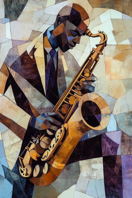 Saxofoon Poster - Muziek Posters - Jazz - Muziekinstrument - Wanddecoratie Woonkamer - 180 gram papier - S6583KMD - Formaat 50 x 70cm