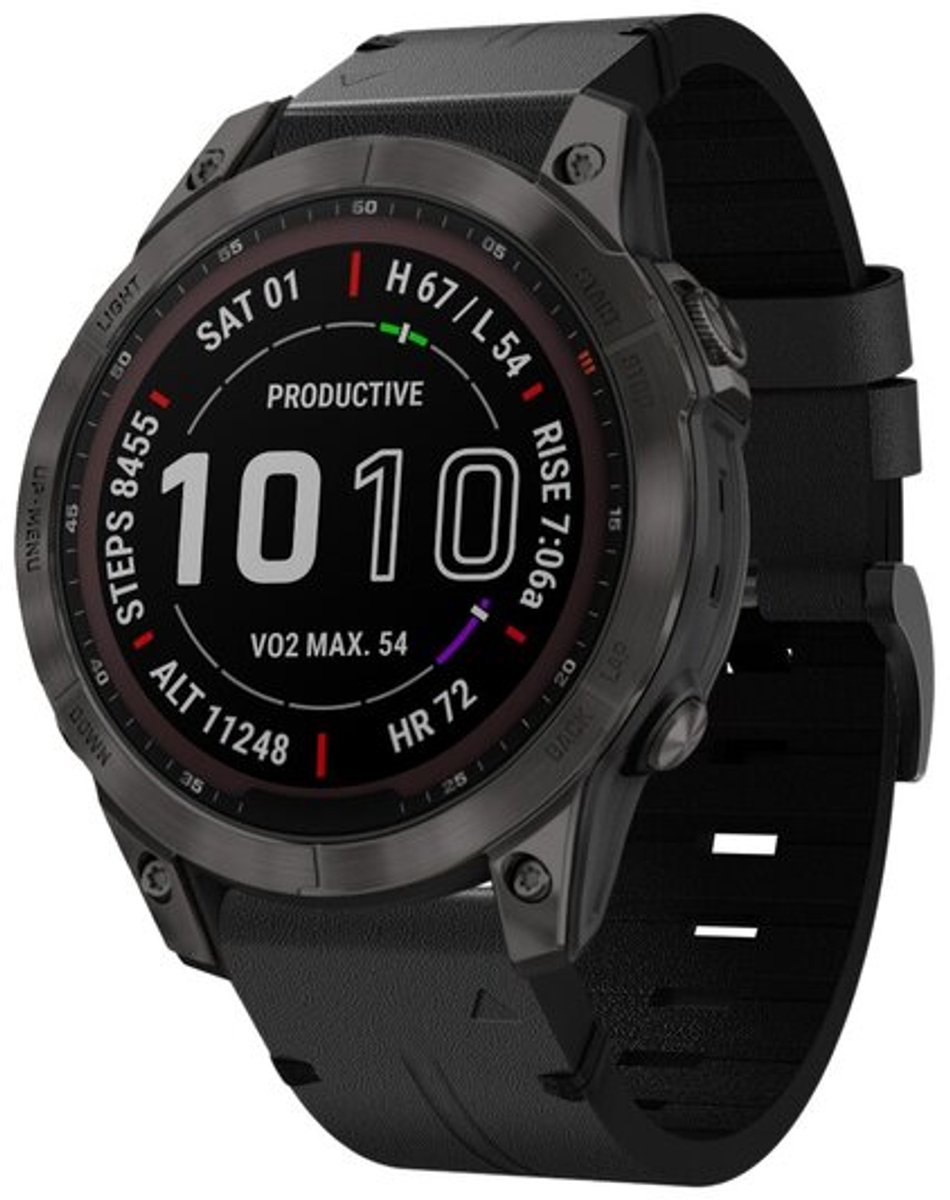 By Qubix - Geschikt voor Garmin bandje - 22mm Quickfit - Leren bandje - Zwart - Geschikt voor Garmin Quatix 8 - 47mm