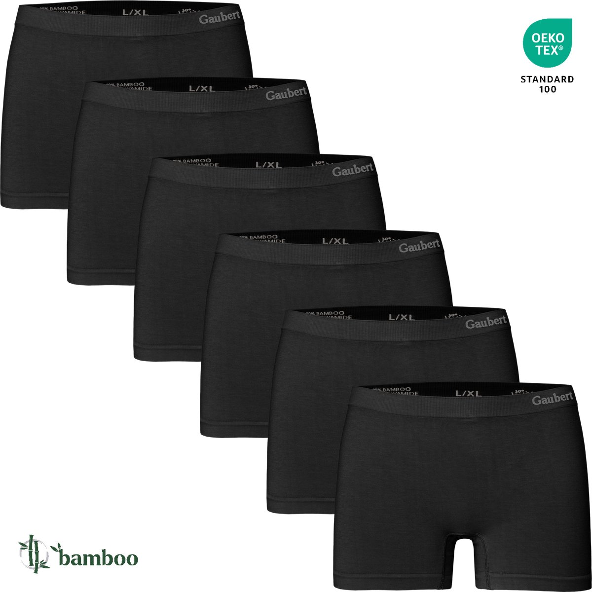 6-Pack Dames Bamboe Naadloos Ondergoed - Boxershorts - Shorts - Zwart - Maat 2XL/3XL - 3103-Black
