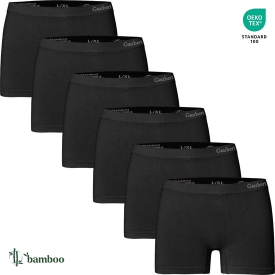 6-Pack Dames Bamboe Naadloos Ondergoed - Boxershorts - Shorts - Zwart - Maat 2XL/3XL - 3103-Black