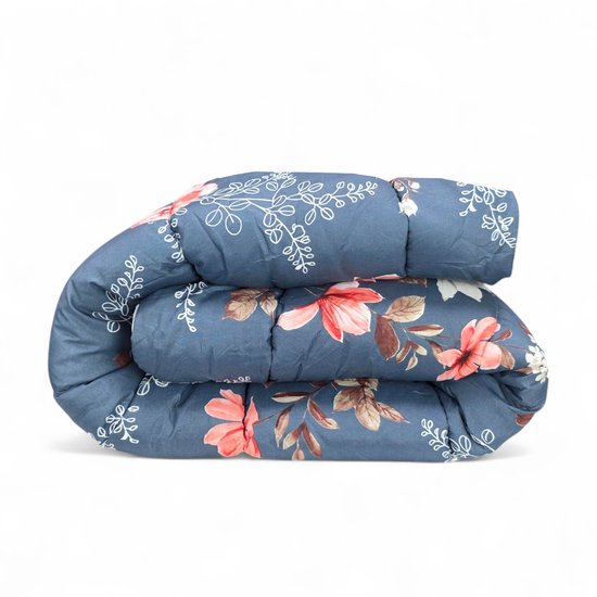 Dekbed imprimée - Sans housse (2 en 1) - Recto verso - 240 x 220 cm - Fleur foncée / Fleur claire