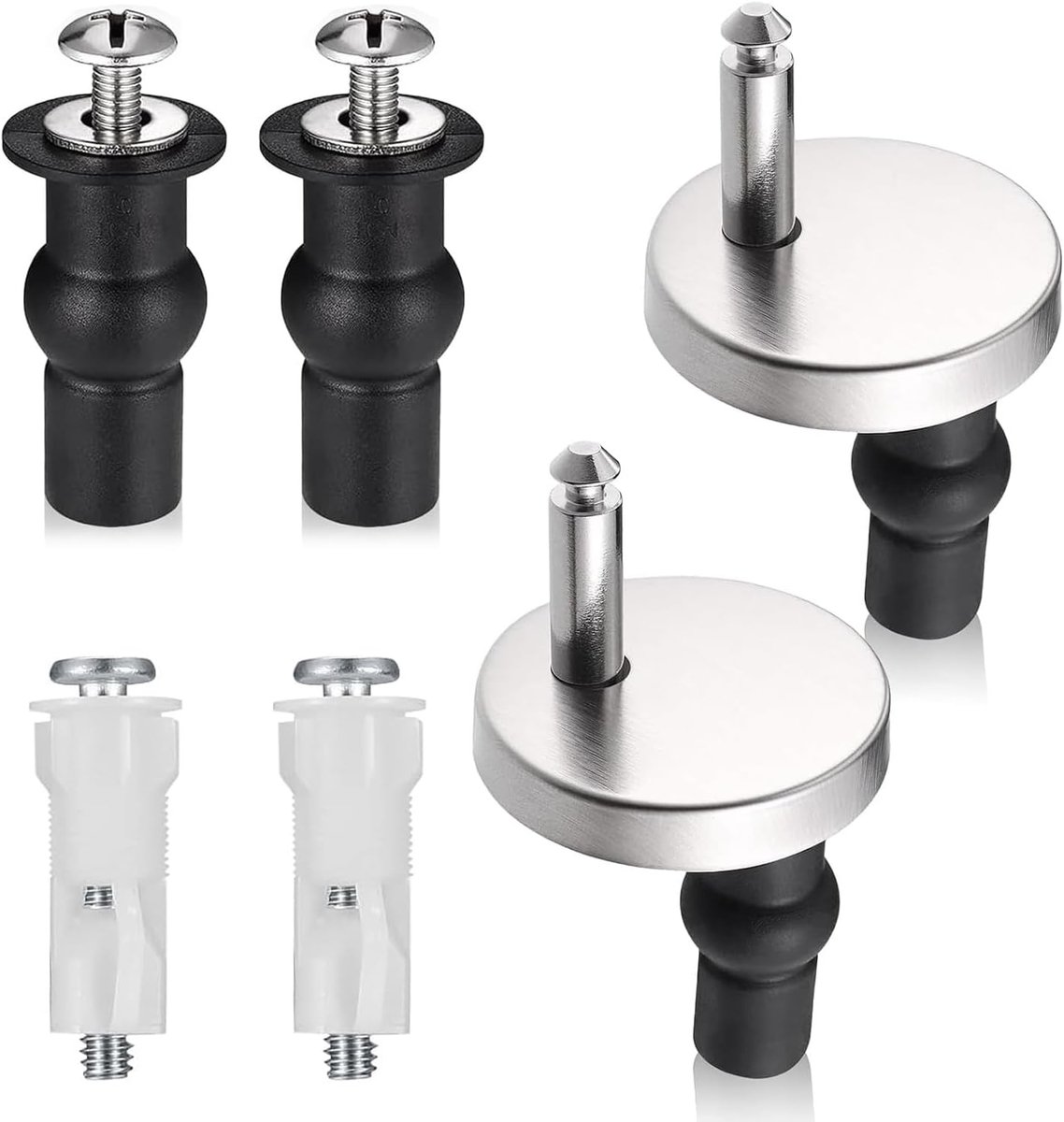 6 Pieces Toilet Seat Attachment - Spare Parts - Universal Toilet Seat - Stainless Steel Mounting Screw - Hinge - Top Toilet Seat Attachment - Soft Close Mechanism voor Badkamer Accessoires