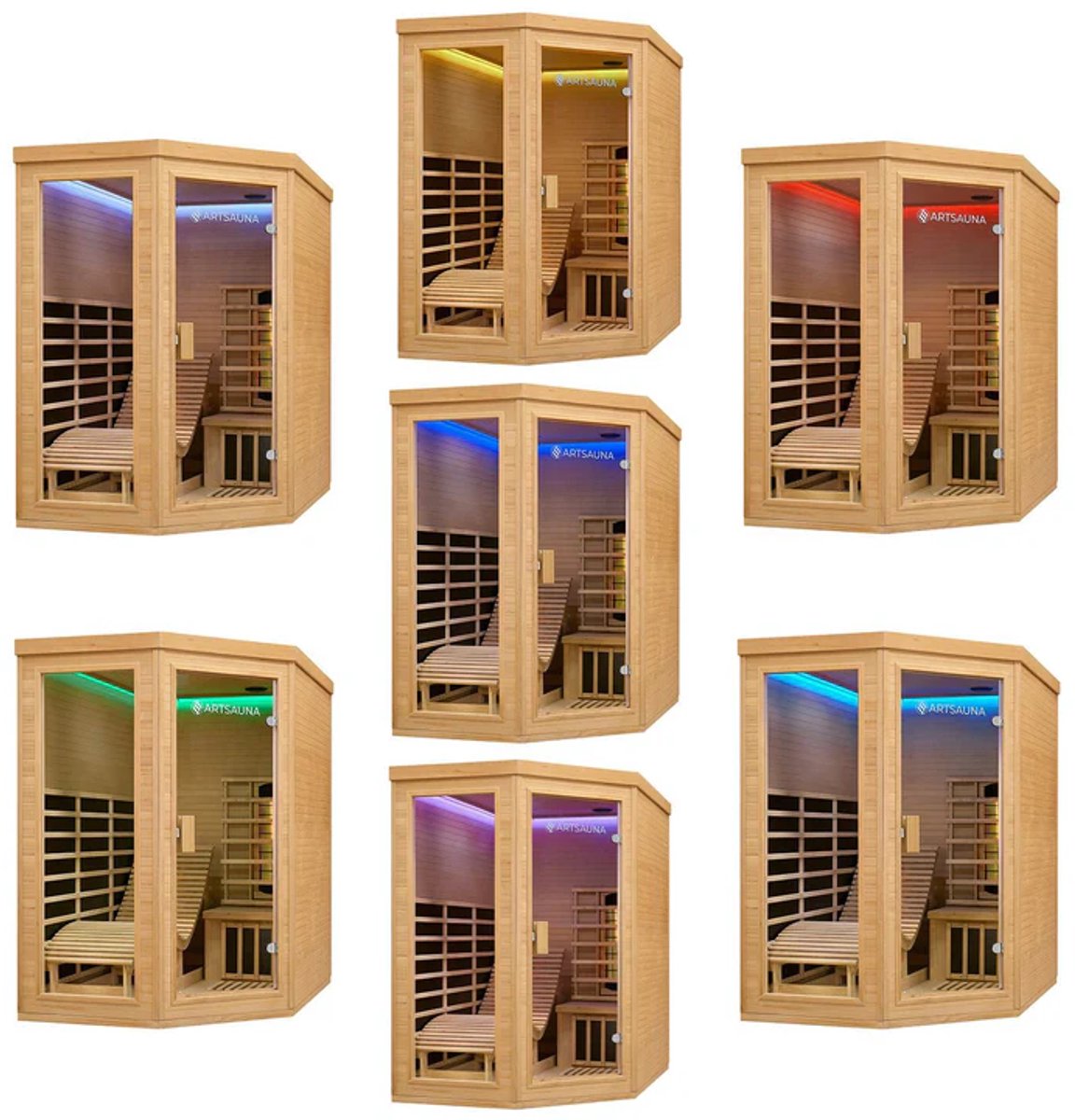Infraroodcabine Kolding - 130x190x190 cm - Triplex Verwarmingssysteem - 2 personen thumbnail 8