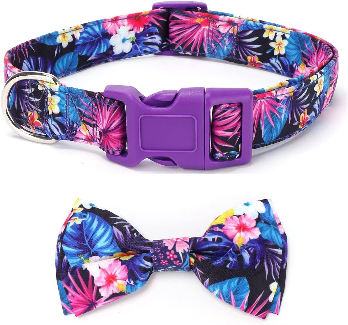 ByShane - Zachte comfortabele vlinderdas halsband voor honden - Afneembare en verstelbare kraag - Geschikt voor meisjes en vrouwen - Paars - Verschillende maten