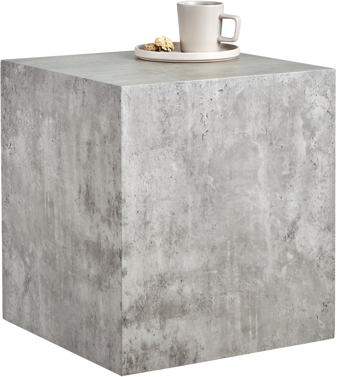 tectake® Vierkante Salontafel Lasley - 45 x 45 x 50 cm - Massieve Bijzettafel van MDF in Betonlook - Tafeltje voor bij de Bank of Woonkamer - Draagkracht 45kg