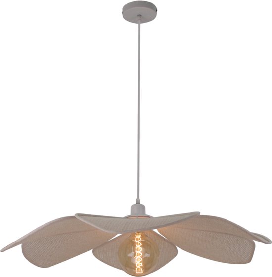 Chericoni Corvo Hanglamp- Ø80 cm- 1-lichts- Natuurlijke Look- Bladvormig Design- E27 Fitting- Wit