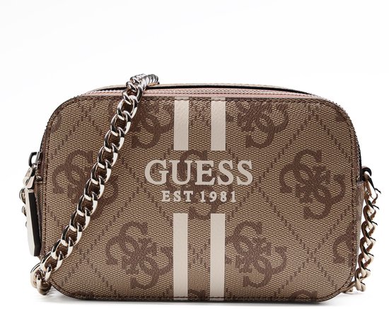GUESS Sac à épaule bandoulière Noelle II Crossbody Camera Bag Latte Logo / Brown Marron clair