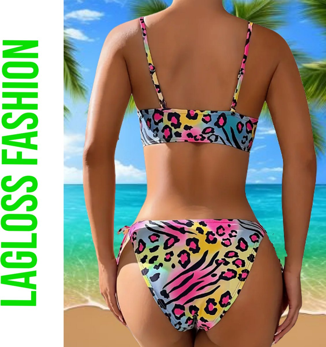 LaGloss® Neon Panter print Bikini - 2 zomer - beach swimsuit - strand bikini zwembad - 2 - delig — afbeelding 4