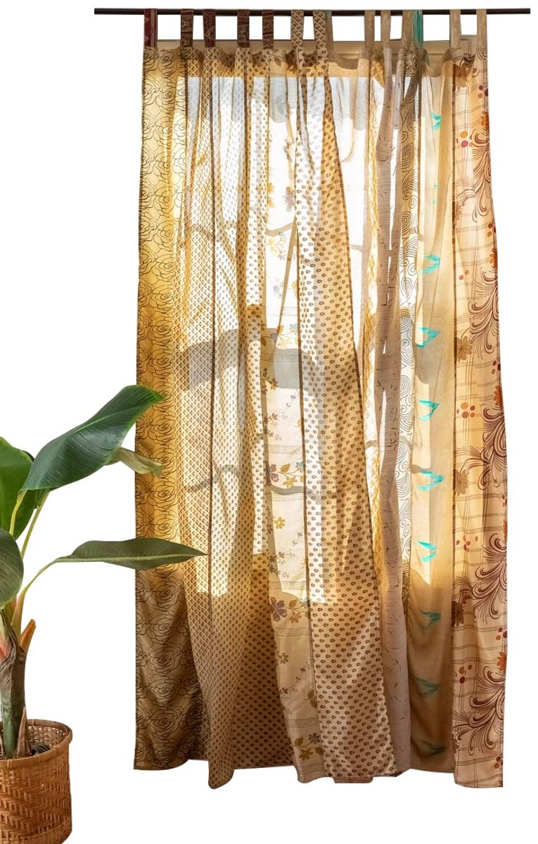 Ibenzoa Boehemien Gordijn voor Warme Lichtinval en Sfeervolle Interieurdecoratie, Beige, 210 x 105 cm