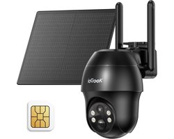 4G LTE mobiele zonne-beveiligingscamera - draadloos met simkaart - geen wifi - 2K batterij CCTV-camerasystemen - kleuren nachtzicht - bewegingsdetectie - zwart