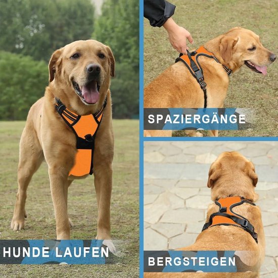 OneTigris Hondentuigje voor middelgrote honden, AIRE MESH tactisch anti- trektuigje met 2 handgrepen, verstelbaar borstharnas, no-pull hondenharnas, ademend, roze, S
