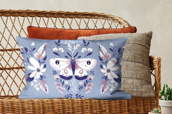 Sierkussens - Kussentjes Woonkamer - 60x40 cm - Vlinder - Vleugels - Stippen - Bloemen