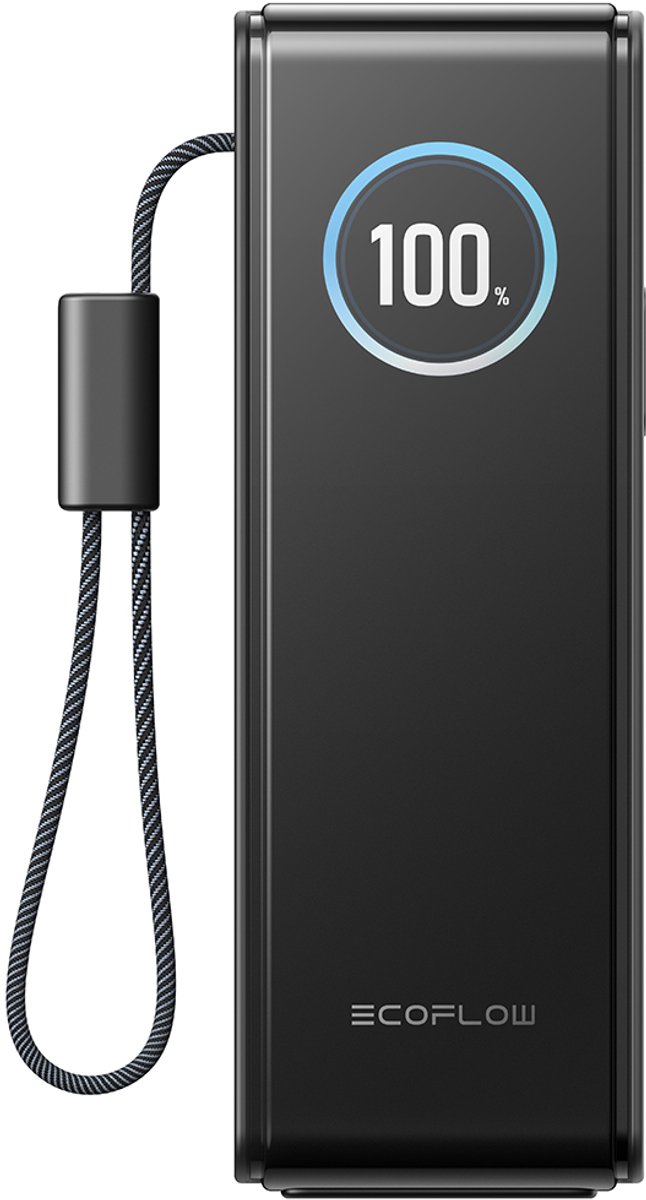 EcoFlow RAPID powerbank 25.000 mAh met ingebouwde kabel - Zwart