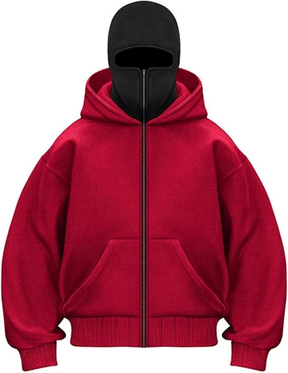 Cagoule Unisexe Double Couche Zippée - Sweat à Capuche Coupe-vent Noir, Style Hip-hop - 4