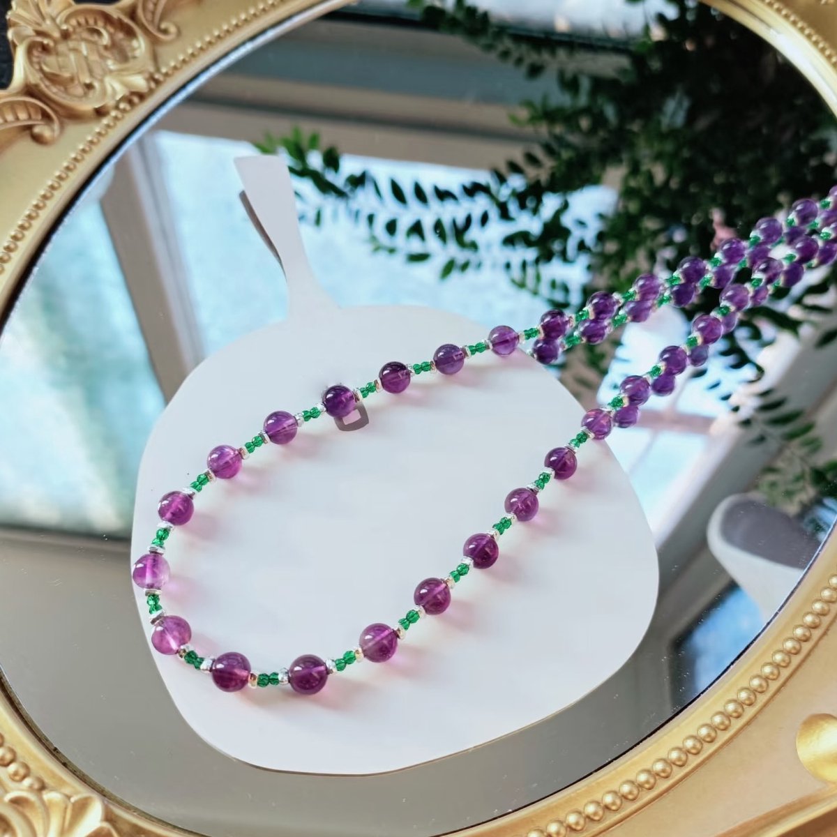 Amethist & Groene Onyx Kralen Ketting
