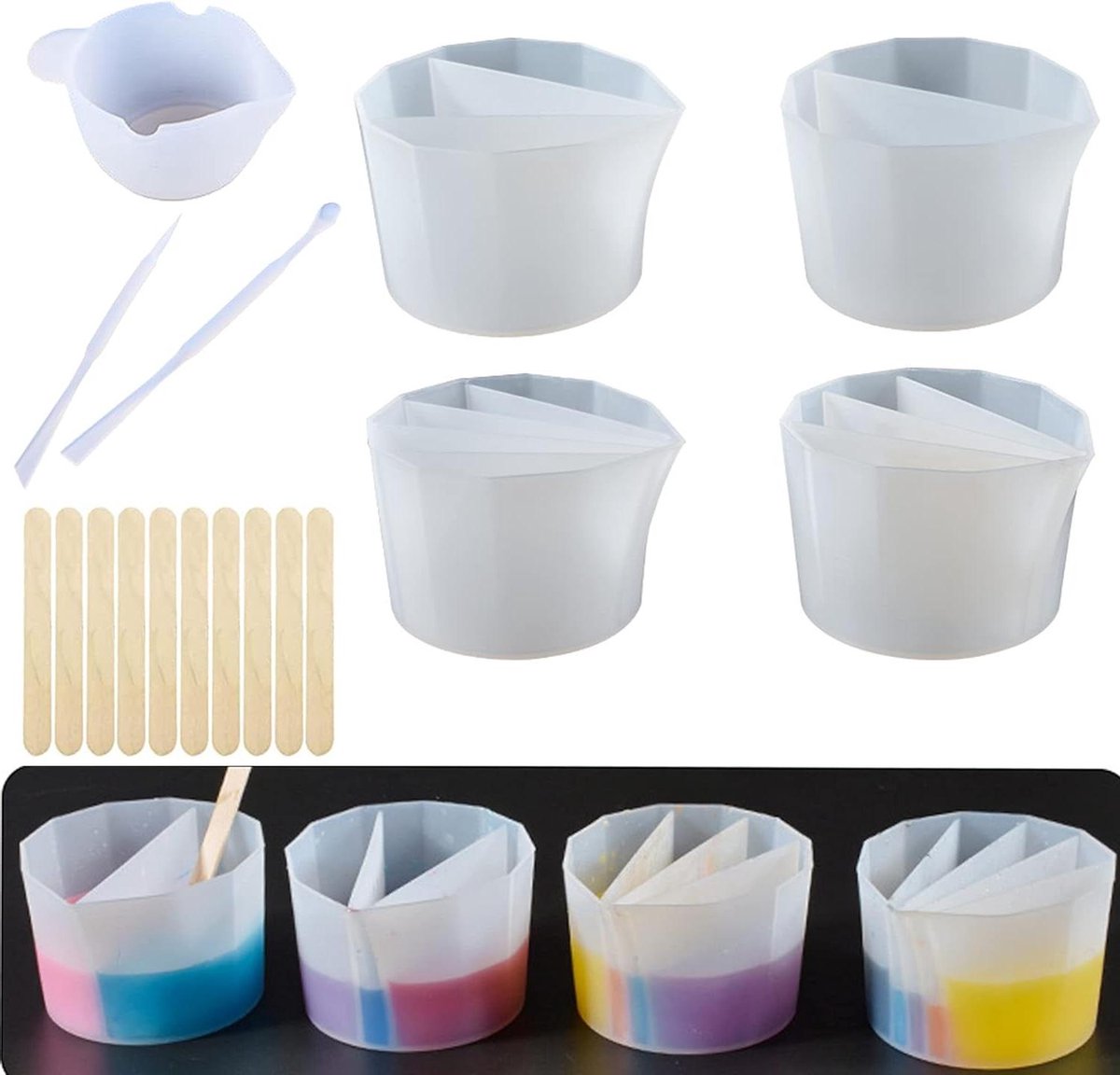 Allecto Plus - 18-delige Split Cup Set voor Gieten en Acrylverf - DIY Schildergereedschap en Verfbenodigdheden