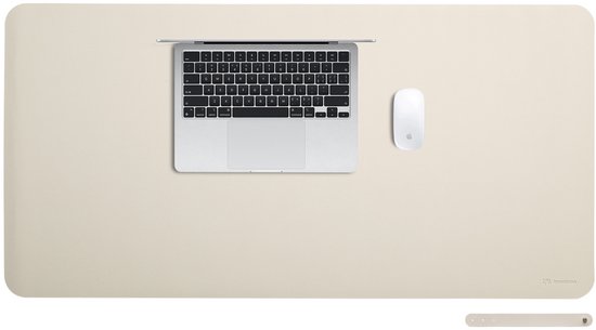 imoshion Bureau onderlegger 120 x 60 cm - Hoogwaardig Kunstleer - Bureau Accessoires - Bureau Organizer - Antislip Muismat XXL - Inclusief draagriem - Beige