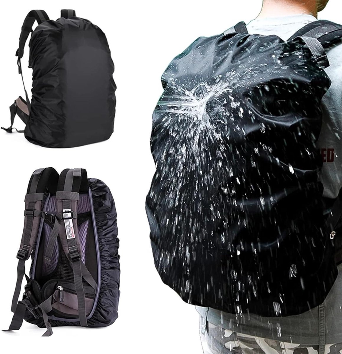 Allecto Plus - Regenhoes voor rugzak - Schooltas waterdicht - Regenbescherming voor outdoor kamperen en wandelen
