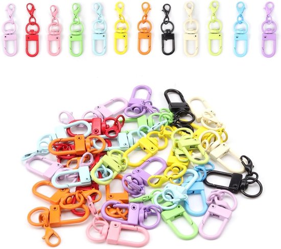 60 stuks sleutelhangers, goud, 360° draaibare sleutelringen voor doe