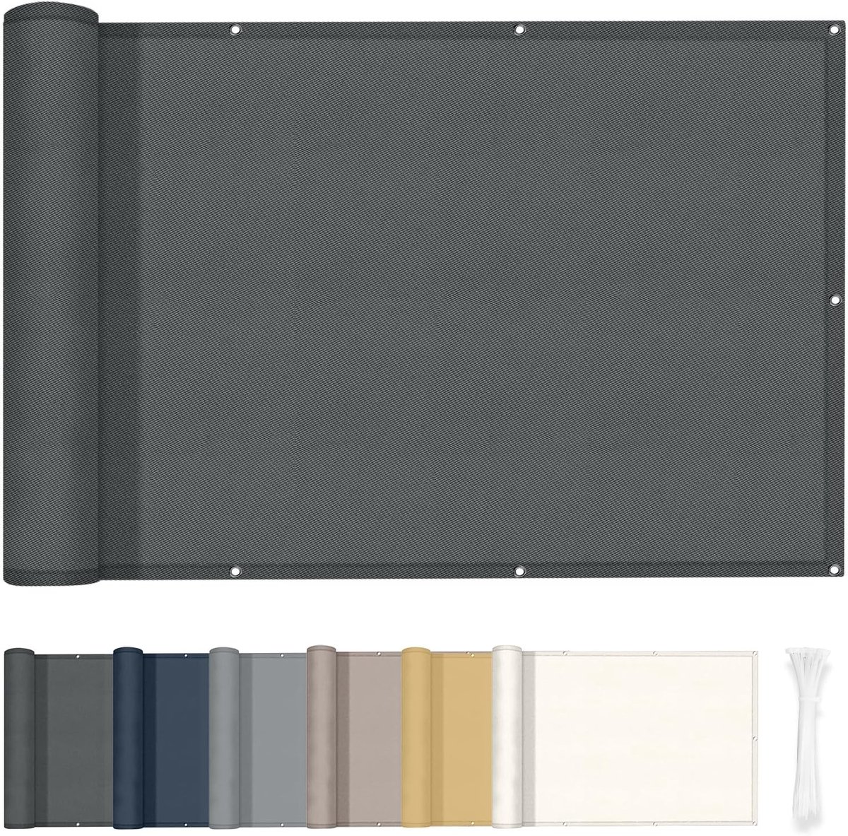 Azalia Balkonscherm 90x400cm PES, balkon inkijkbescherming windscherm balkonbekleding, Ant