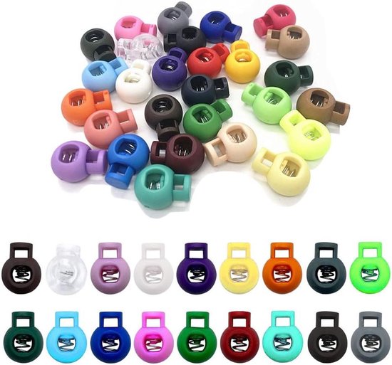 Handige Veerkoordstoppers – 20 Stuks, 1-gats En 2-gats, Ideaal Voor Touwtjes, Rugzakken En Sportkleding, Zwart
