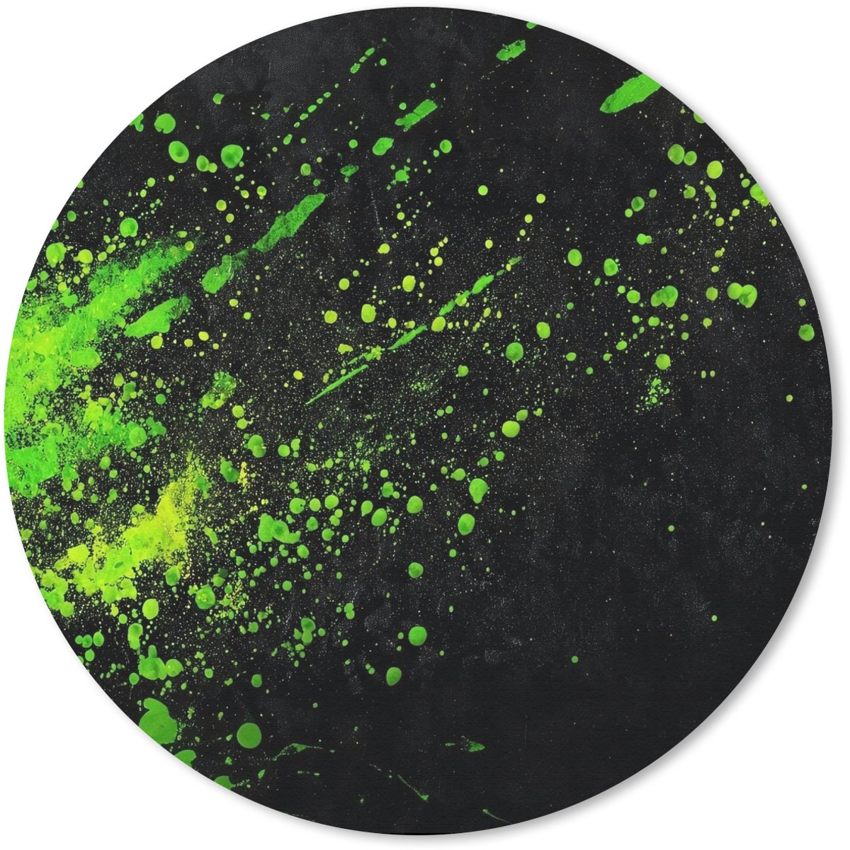 Muismat rond 50x50 cm - Mousepad Gaming - Spetters - Groen - Chaotisch - Groen - Ronde muismatten