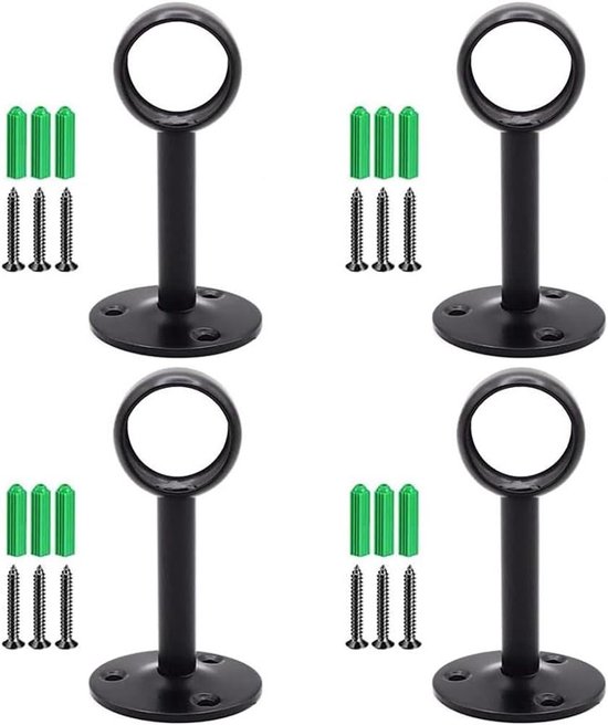 8 Stuks Metalen Kledingstanghouders - U-vormig Design, Geschikt Voor Ovale Stangen Inclusief Bevestigingsmateriaal