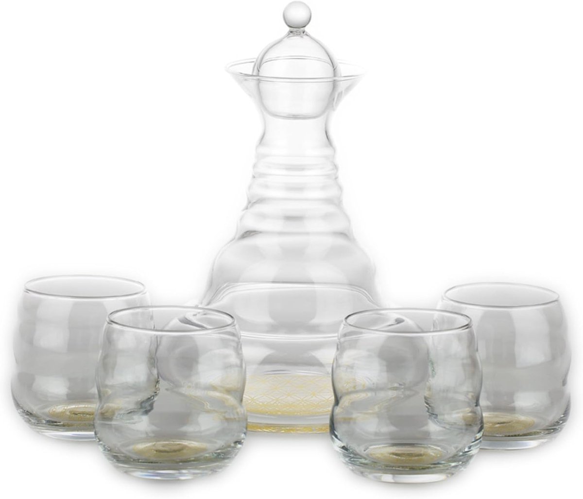 Elegante karaf met bekers - 1,3 l - goud - glazen set