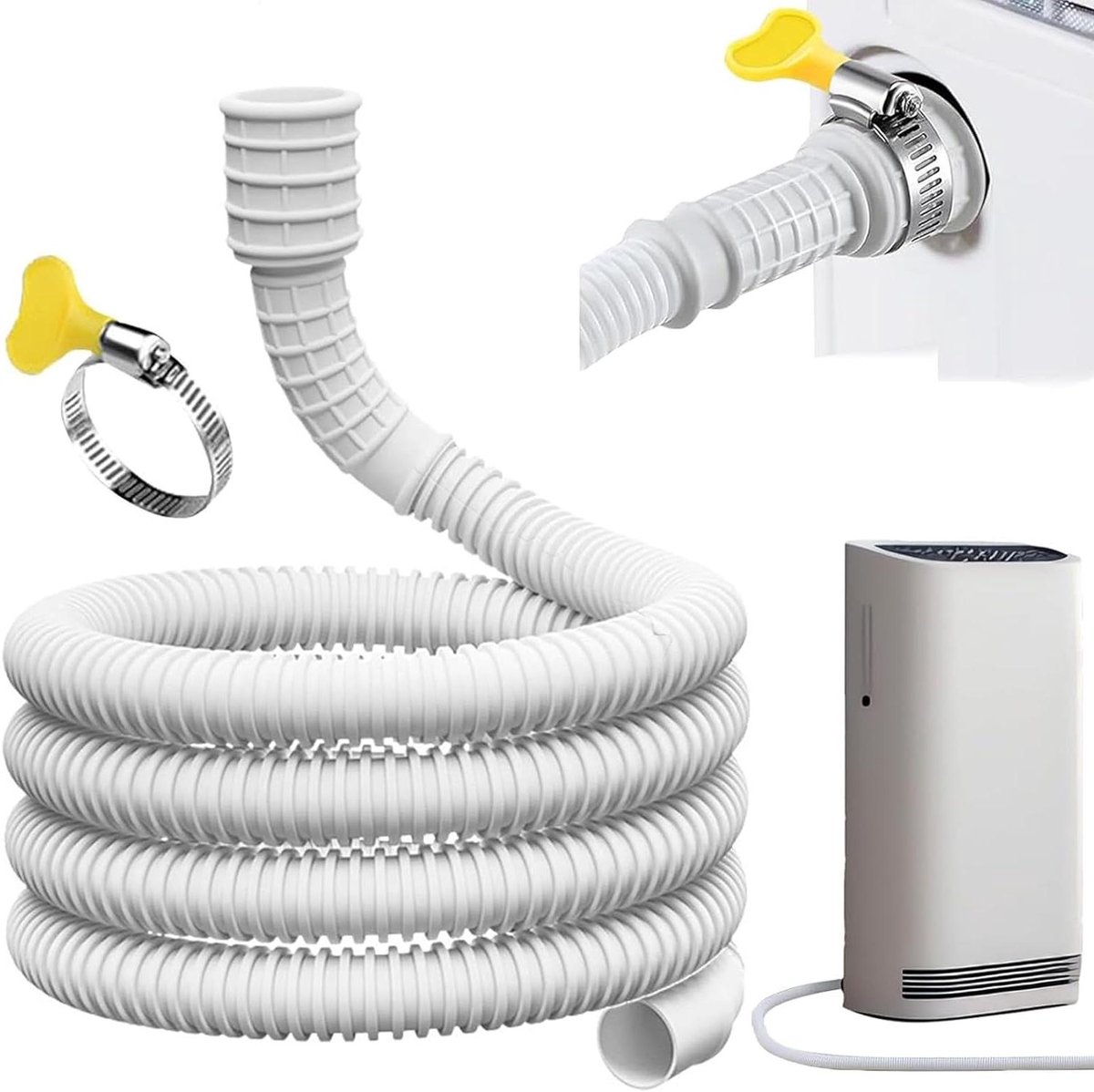 Allecto Plus - Telescopische wasmachineslangverlenging 5 meter Ø 15 mm-25 mm inclusief verbindingsclip voor wasmachine vaatwasser (1)