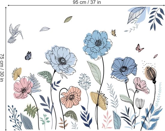 Vlinder meisje muurstickers, maan wolken bloem prinses