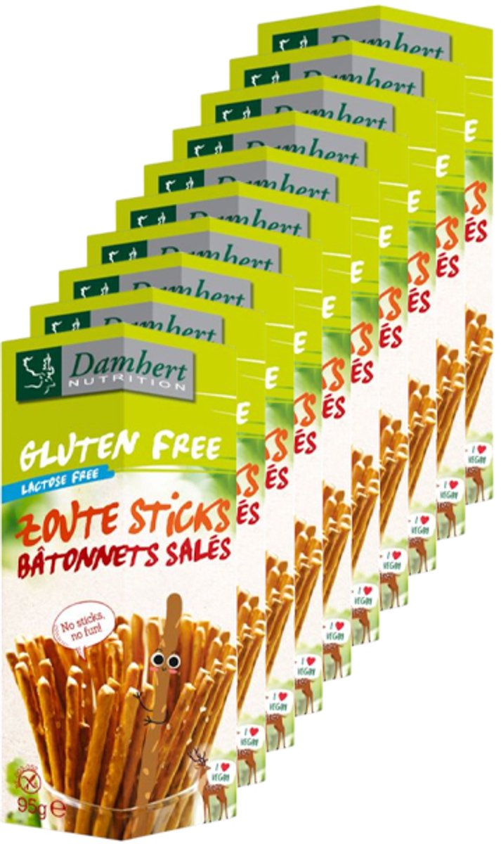 Damhert | Glutenvrij | Zoute Sticks | 10 stuks | 10 x 95 g