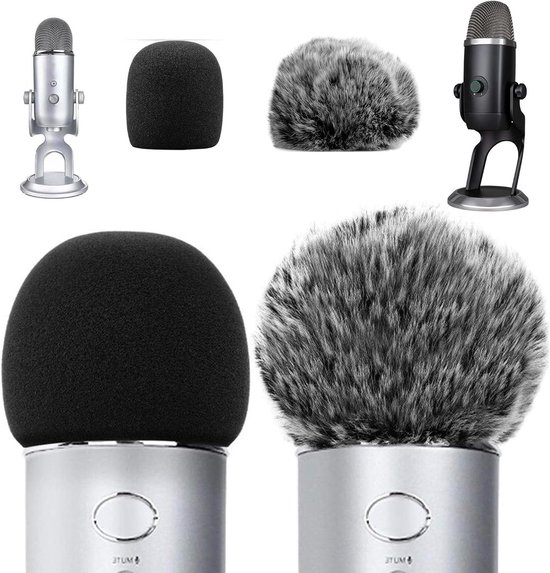 Foto: Allecto plus schuimrubberen microfoon anti pop filter 2 stuks set zwart windscherm blue yeti mic pro voorkomt plop en windgeluid