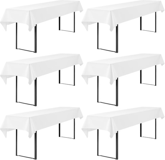 6 Tovaglie Nere In Poliestere Per Tavoli Rettangolari 153x260 Cm - Antipiega, Lavabili, Perfette Per Banchetti, Buffet E Feste