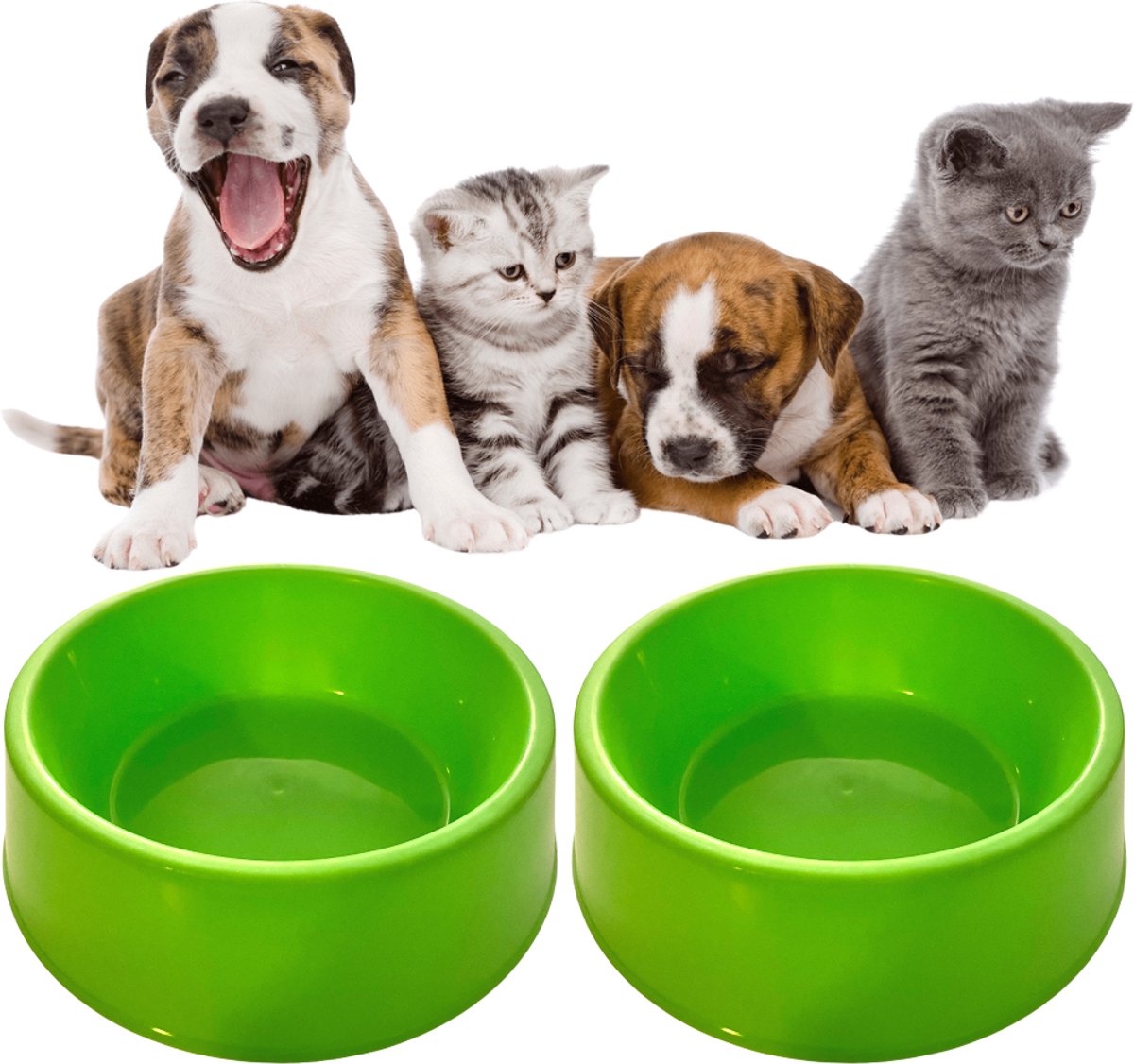 Bol.com Drinkbak 2 STUKS - Waterbak - Hond - Kat - 2 X Voerbak - 800ml inhoud - Voederbak - Honden / katten - Eten - Dubbele Eet... aanbieding