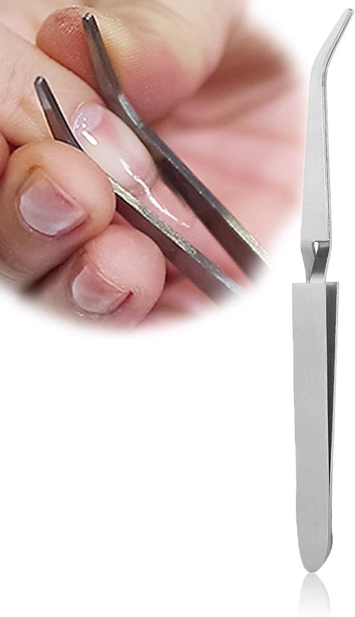 RVS gebogen pincet voor Nail Art - Wimperpincet en Puntige pincet - Nail Art Tool voor Gel Nail en Acryl Nagels