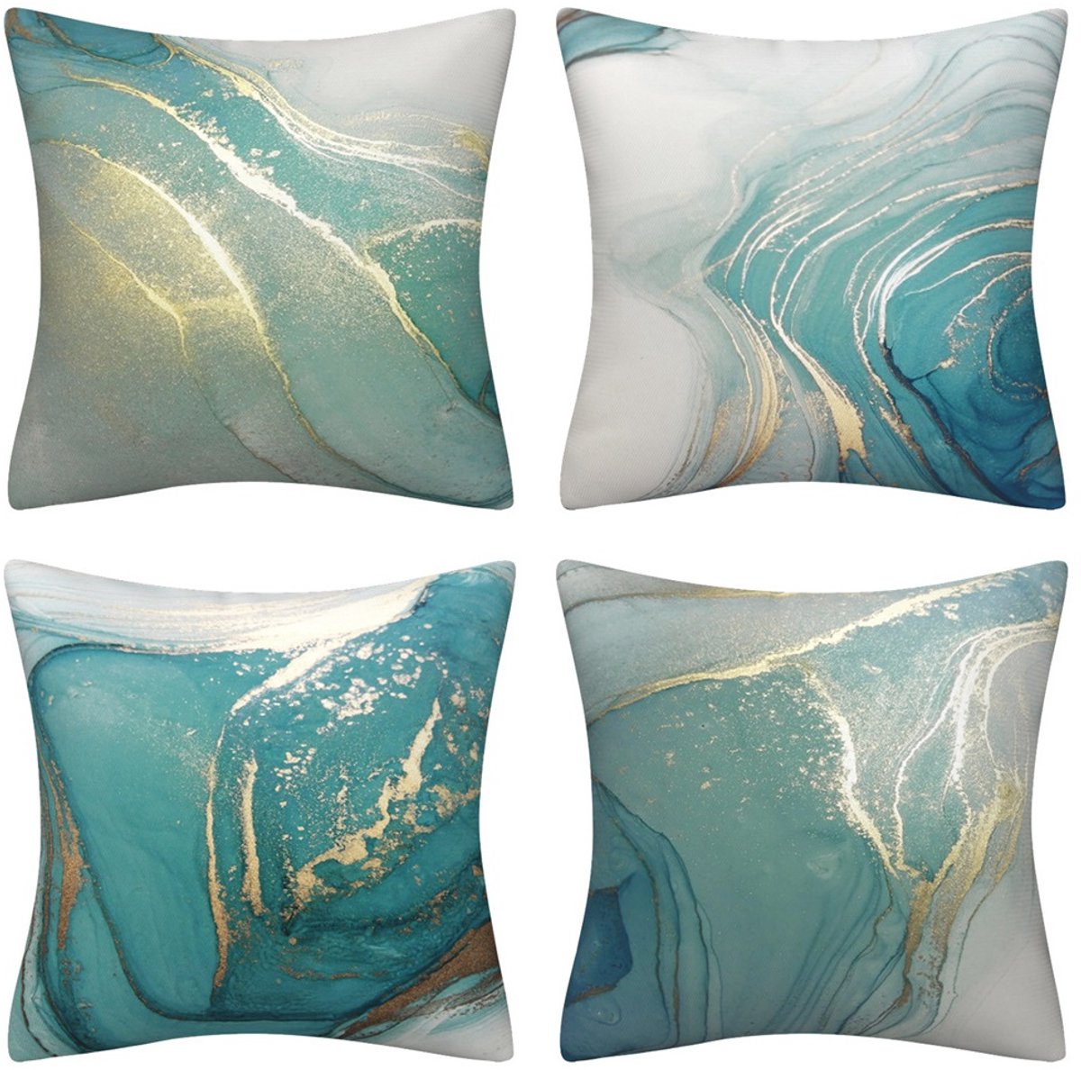 SUNMOOL Kussenhoes - Kussenhoes Vierkantjes - Pillow cover - 45 x 45cm -Type A - 4 Stuks