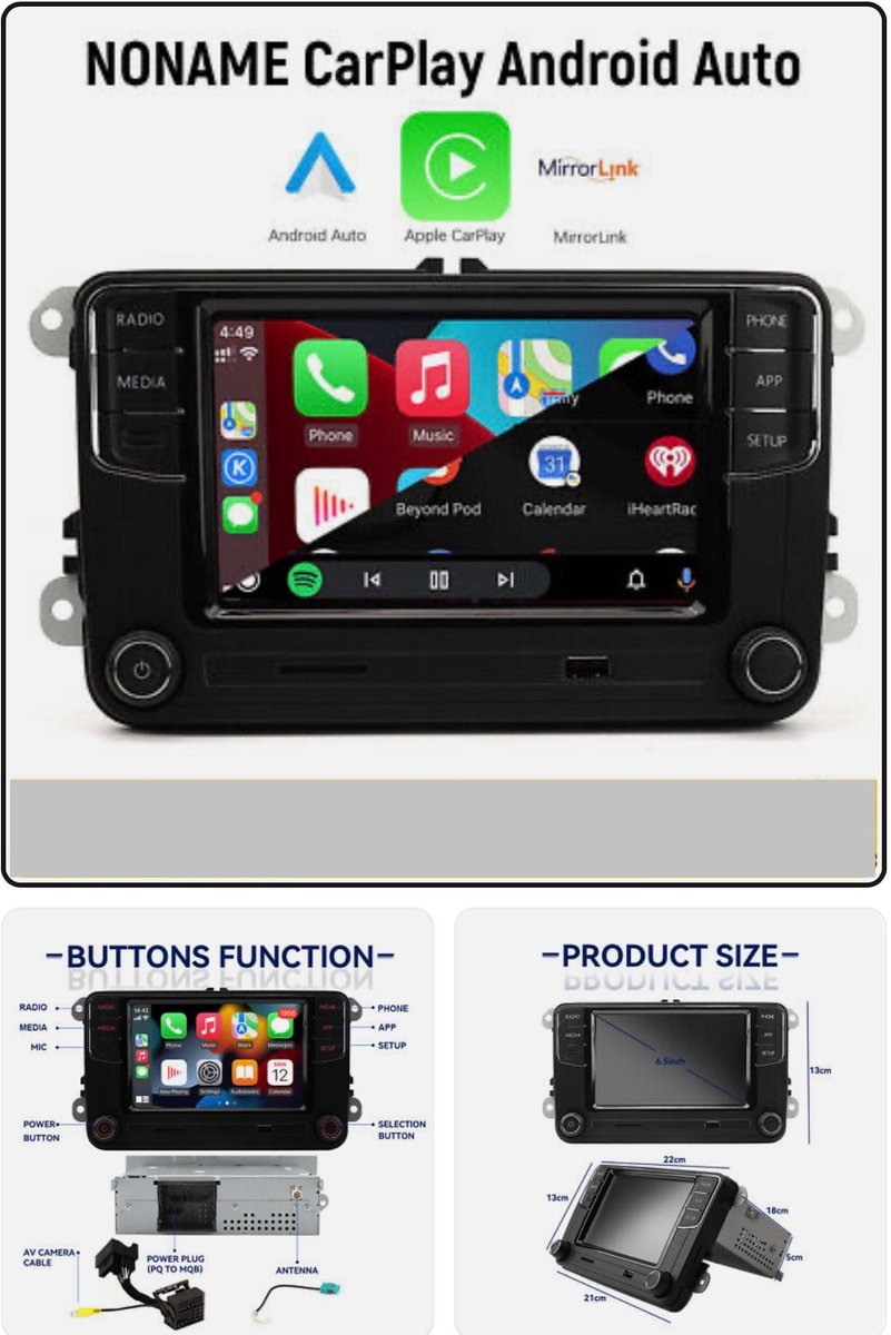 VW RCD 360 PRO Android Auto en Apple Carplay - Plug & Play Volkswagen Android Auto / Apple Carplay Radio en Navigatie